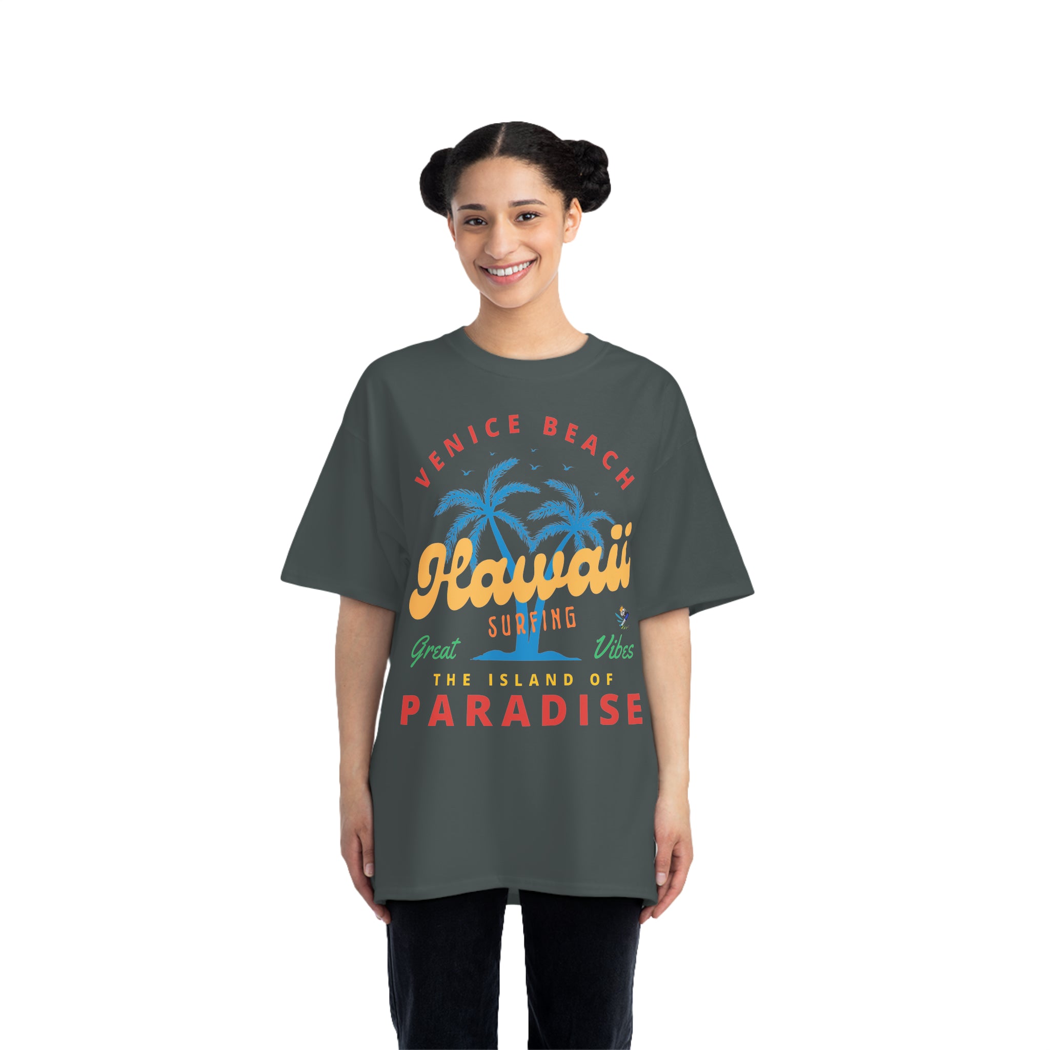 Waikiki Hawaii Surfing Unisex Heavyweight Tee