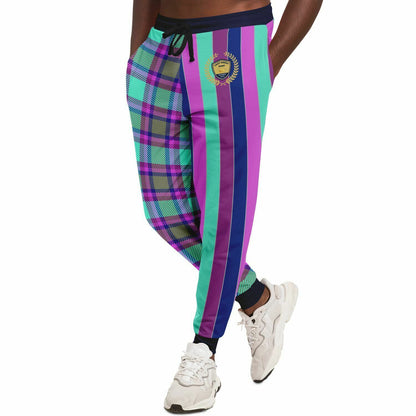 Purpalicious Plaid Rugby Stripe Eco-Poly Unisex Joggers