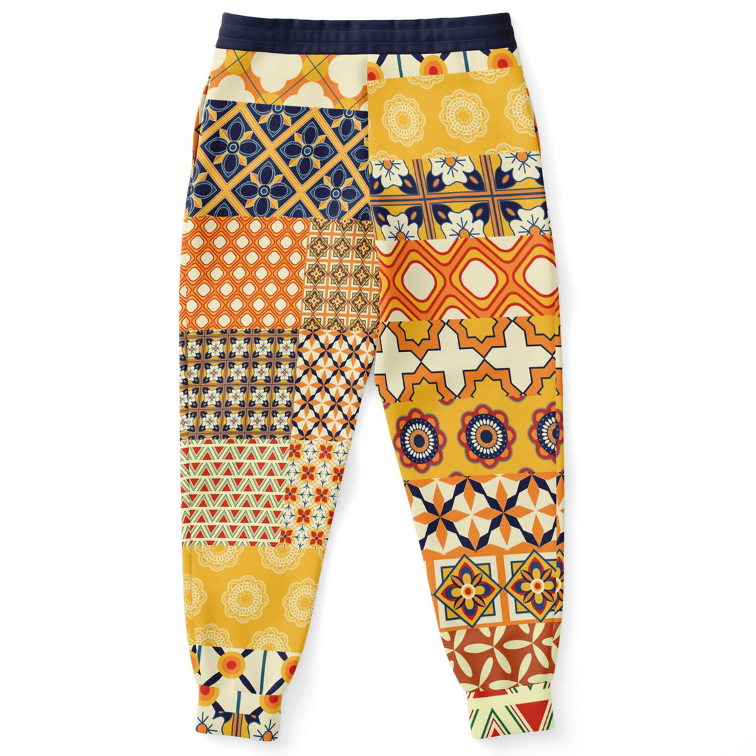 Joggers unisex de poliéster ecológico con patchwork de Gypsy Harvest 