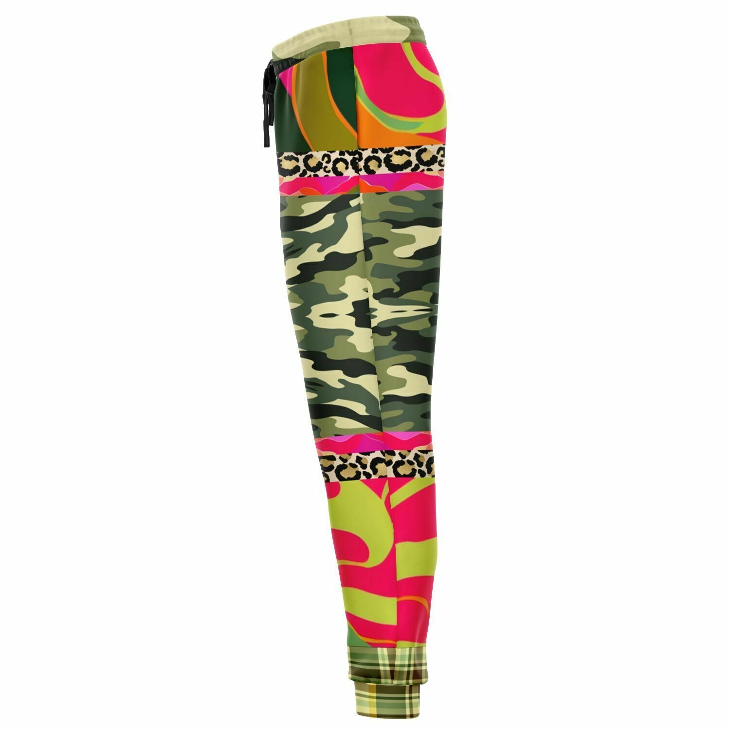 Pink Mardi Gras Floral Camo Plaid Eco-Poly Unisex Joggers