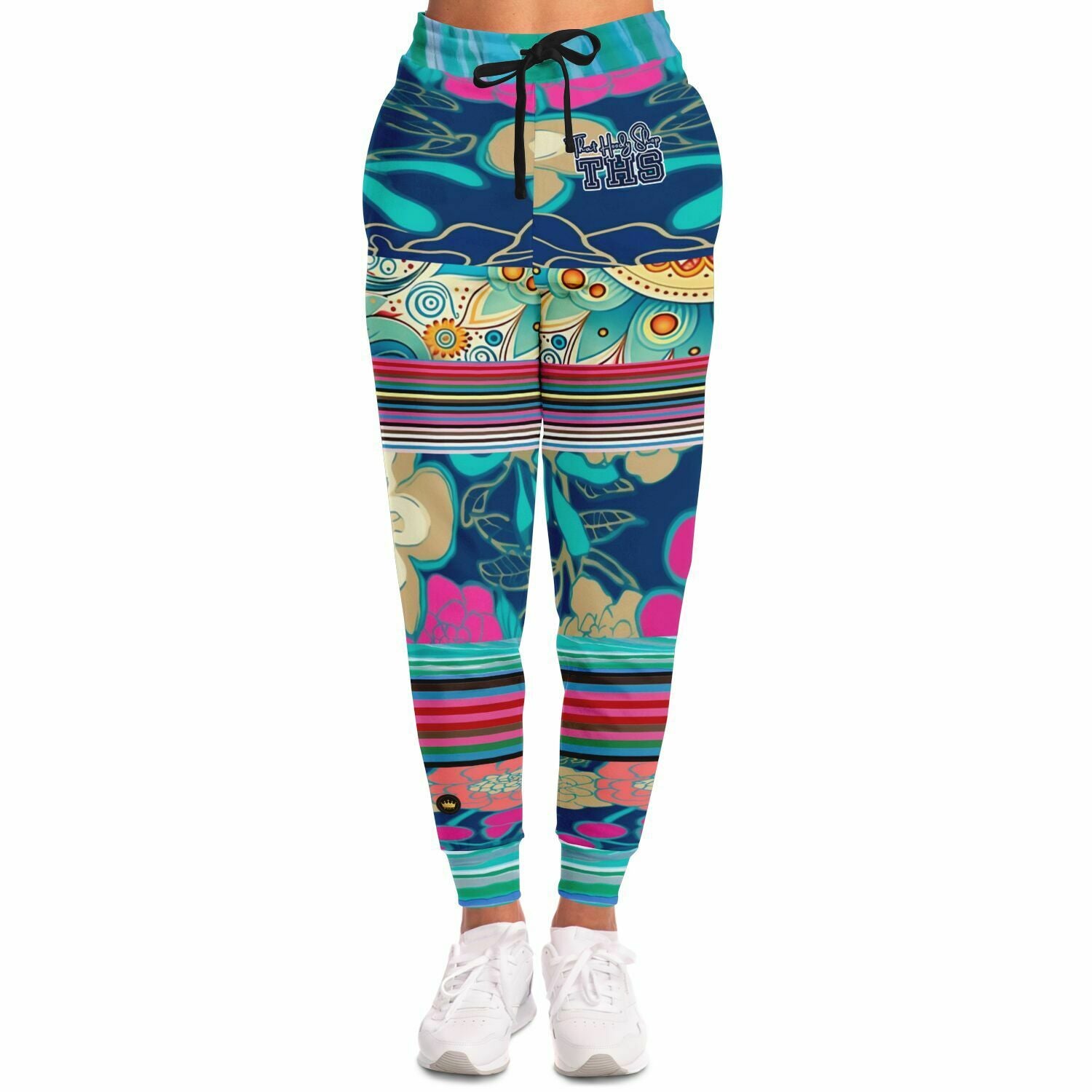 The Catamaran Cockatiel Floral Stripe Eco-Poly Unisex Joggers