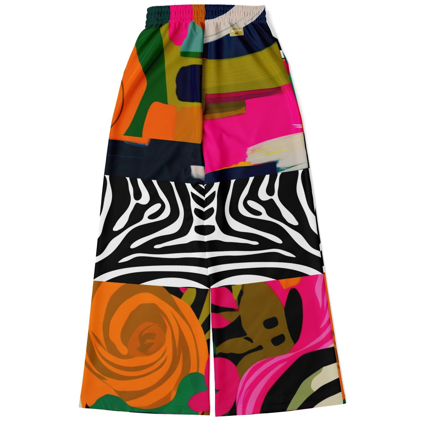 Pantalones anchos de poliéster ecológico con diseño geométrico abstracto en rosa Fantasia de Zebra 