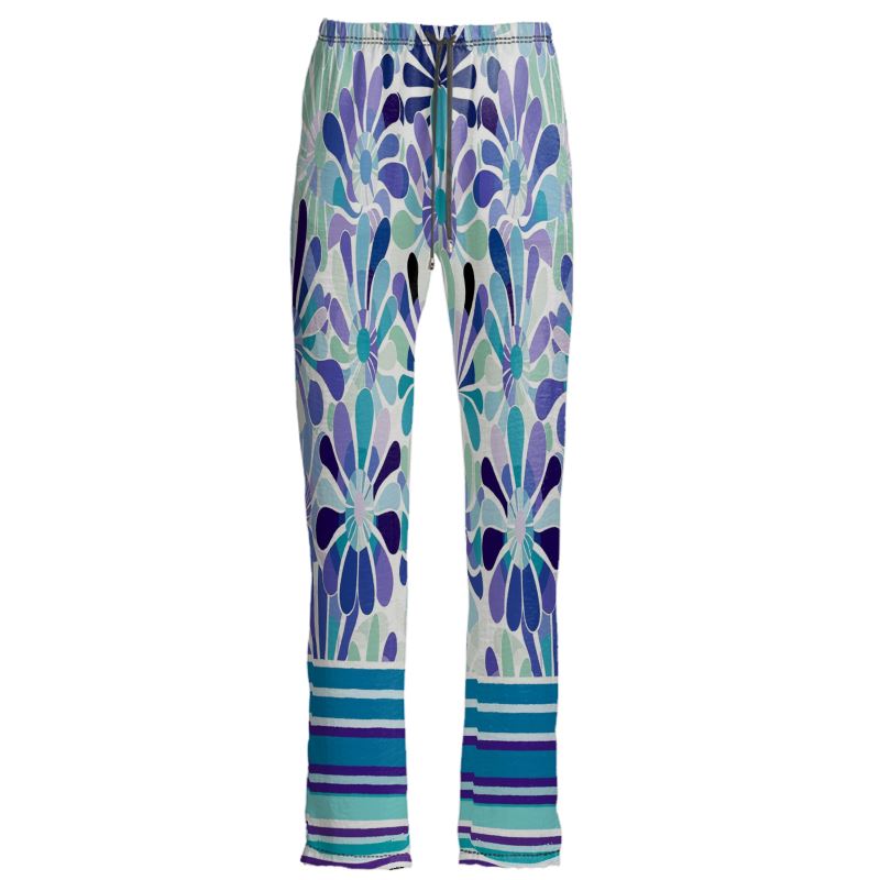 Calm Waters Abstract Stripe Floral Satin Bottoms