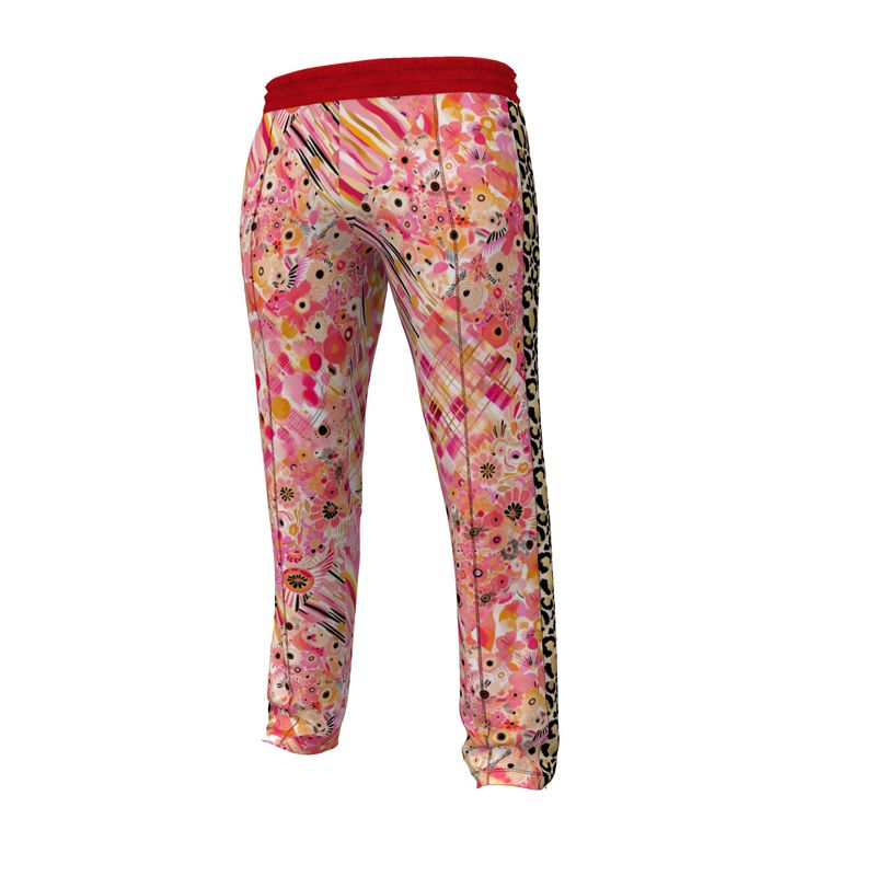 Cherry Blossom Abstract Floral Patchwork Zip Leg Track Pants