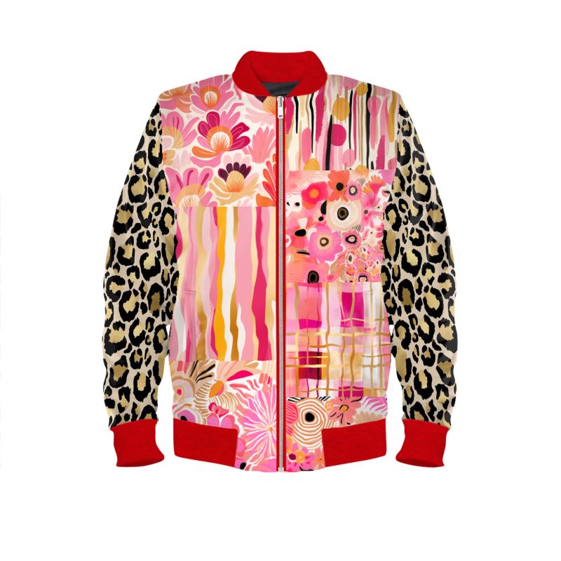 Cherry Blossom in Abstract Floral Unisex Bomber Jacket