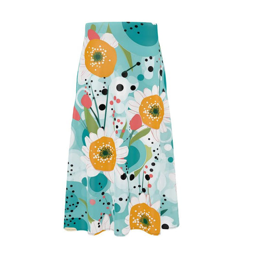 Green Serendipity Floral Midi Skirt