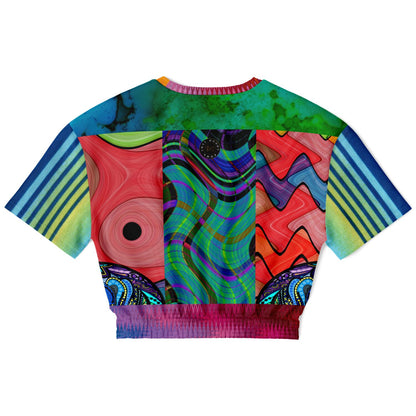 Me So Psychedelic Short Sleeve Eco-Poly Cropped Sweater