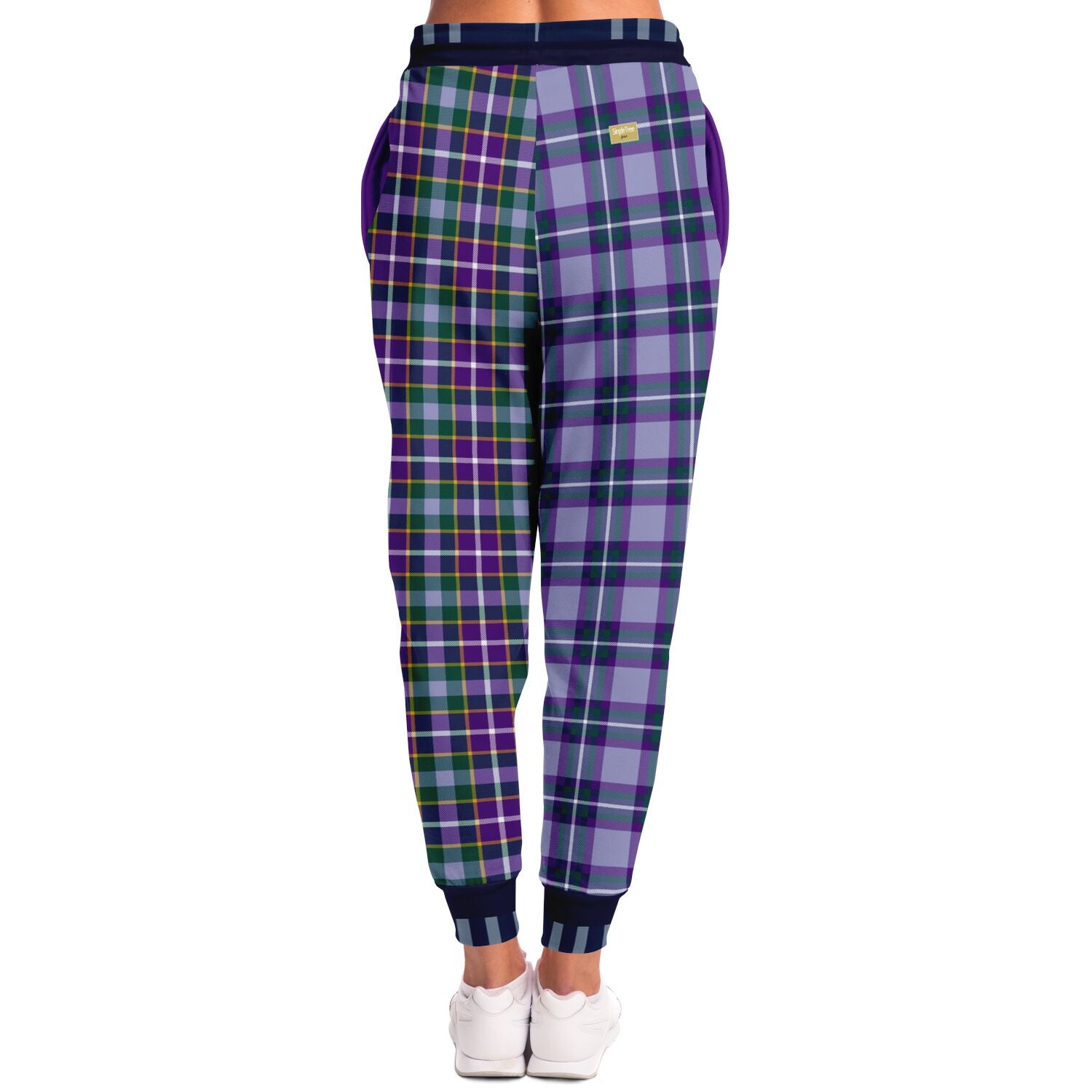 Joggers unisex de poliéster ecológico con cuadros de tartán Purple Crush 