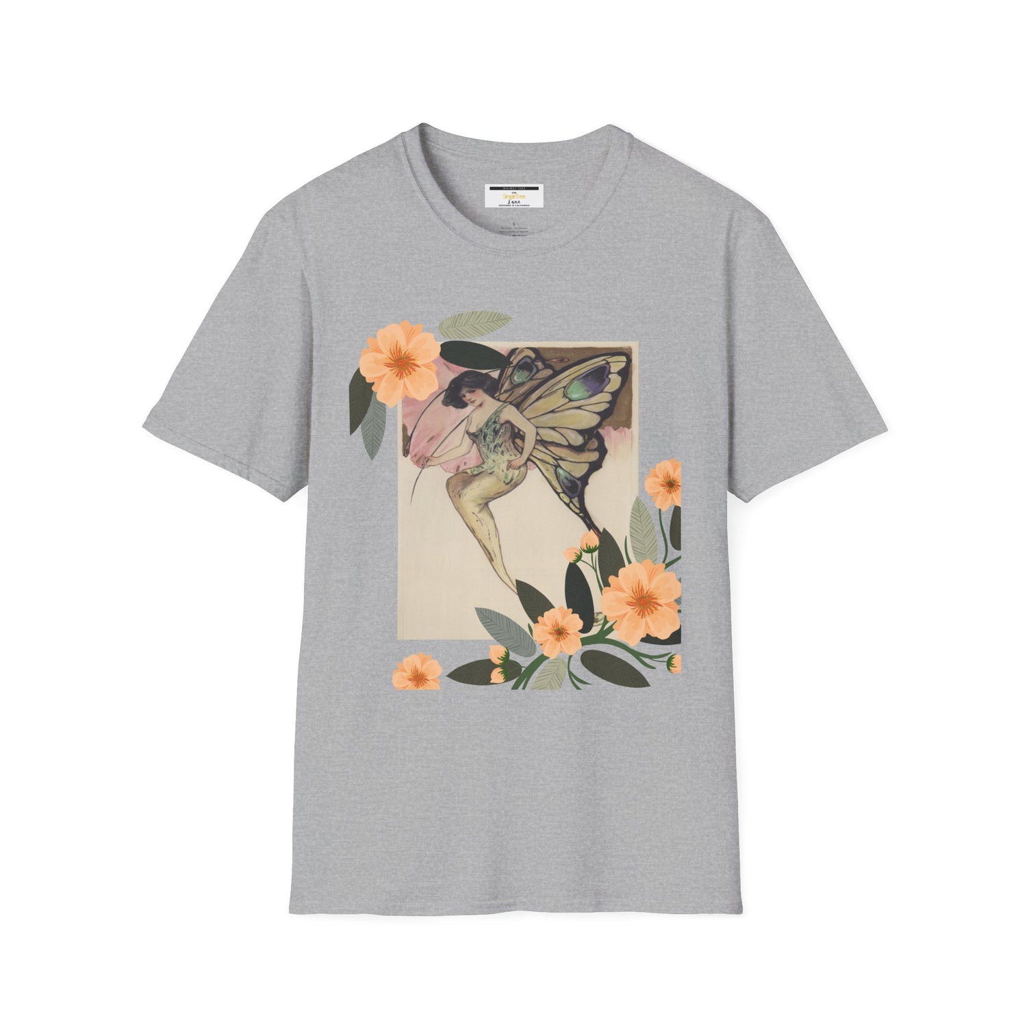 Elusoriness Floral Butterfly Unisex Softstyle T-Shirt