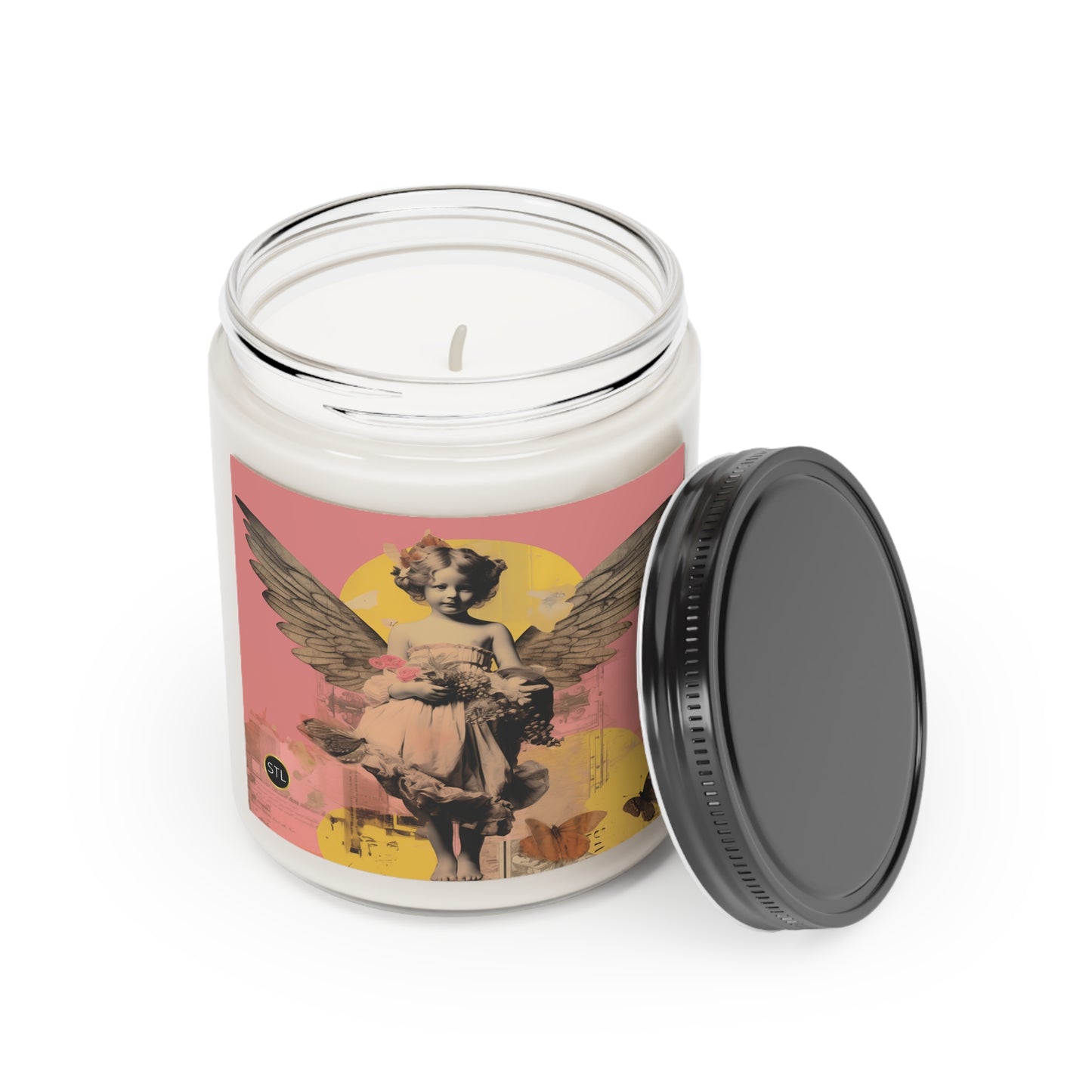Pink Angel Girl Hand-Poured Vegan Soy Scented Candle - Cinnamon, 9oz