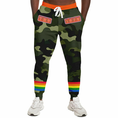 Green Camo Rainbow Stripe Eco-Poly Unisex Joggers