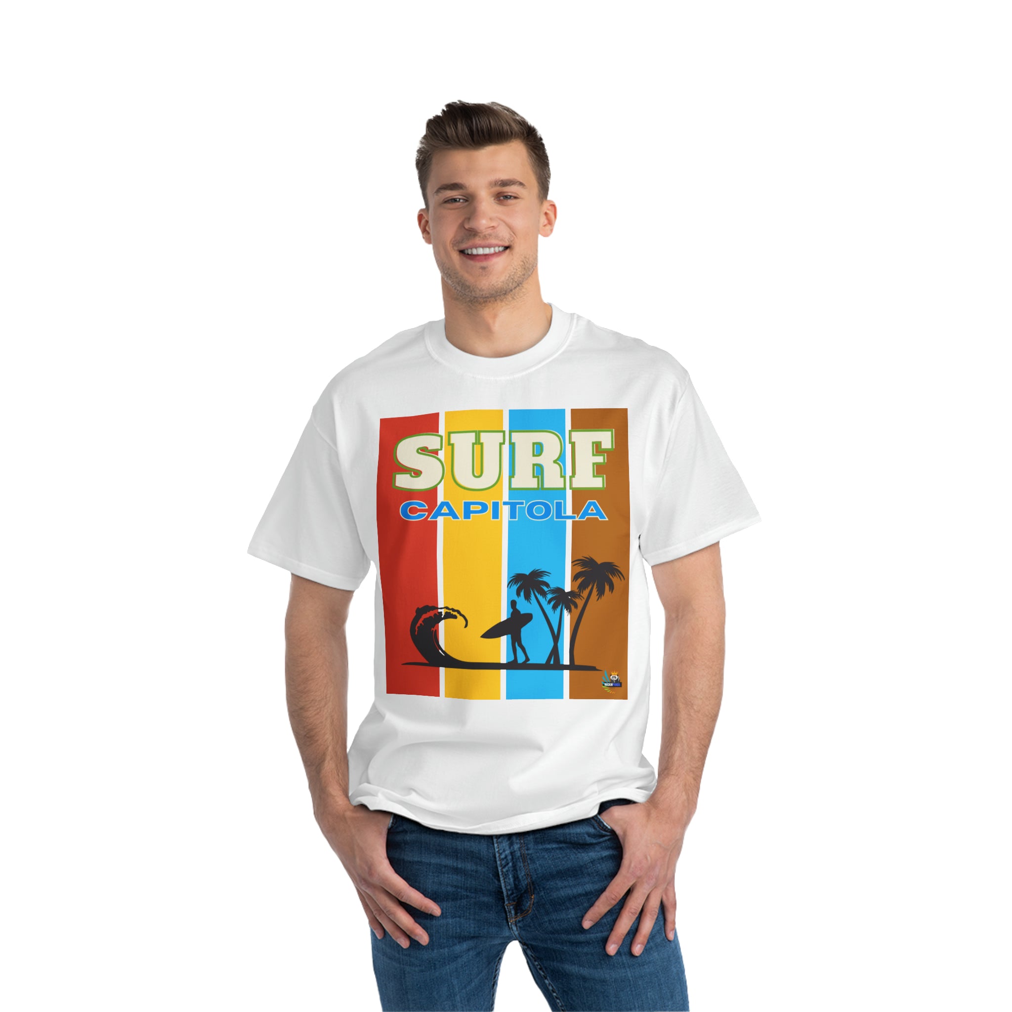 Surf Capitola Rainbow Stripe Unisex Heavyweight Tee