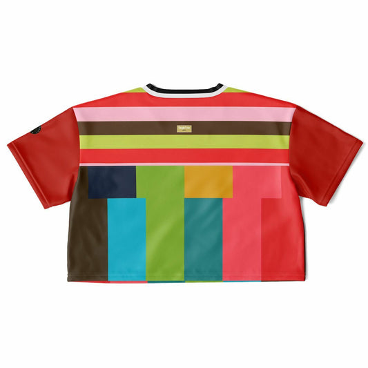 Watermelon Crush Rugby Stripe Eco-Poly Crop Jersey