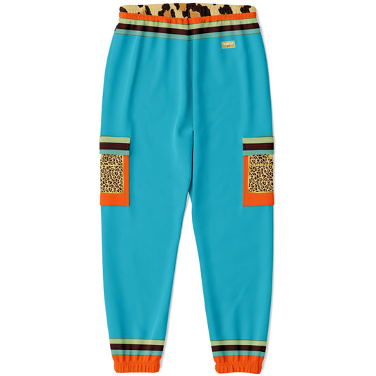 Bahamian Blue Leopard LUXE Eco-Poly Unisex Cargo Joggers