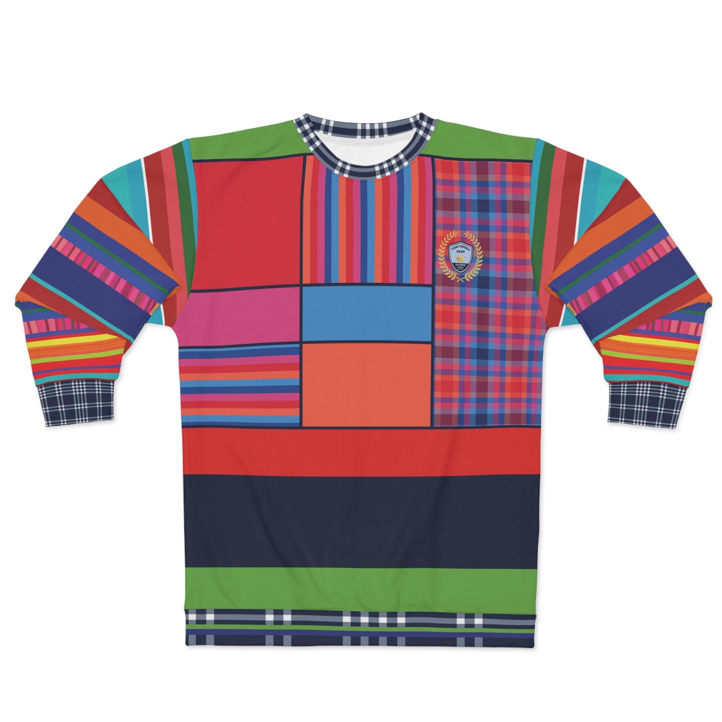 Red Dawn Plaid Rugby Stripe Unisex Sweatshirt