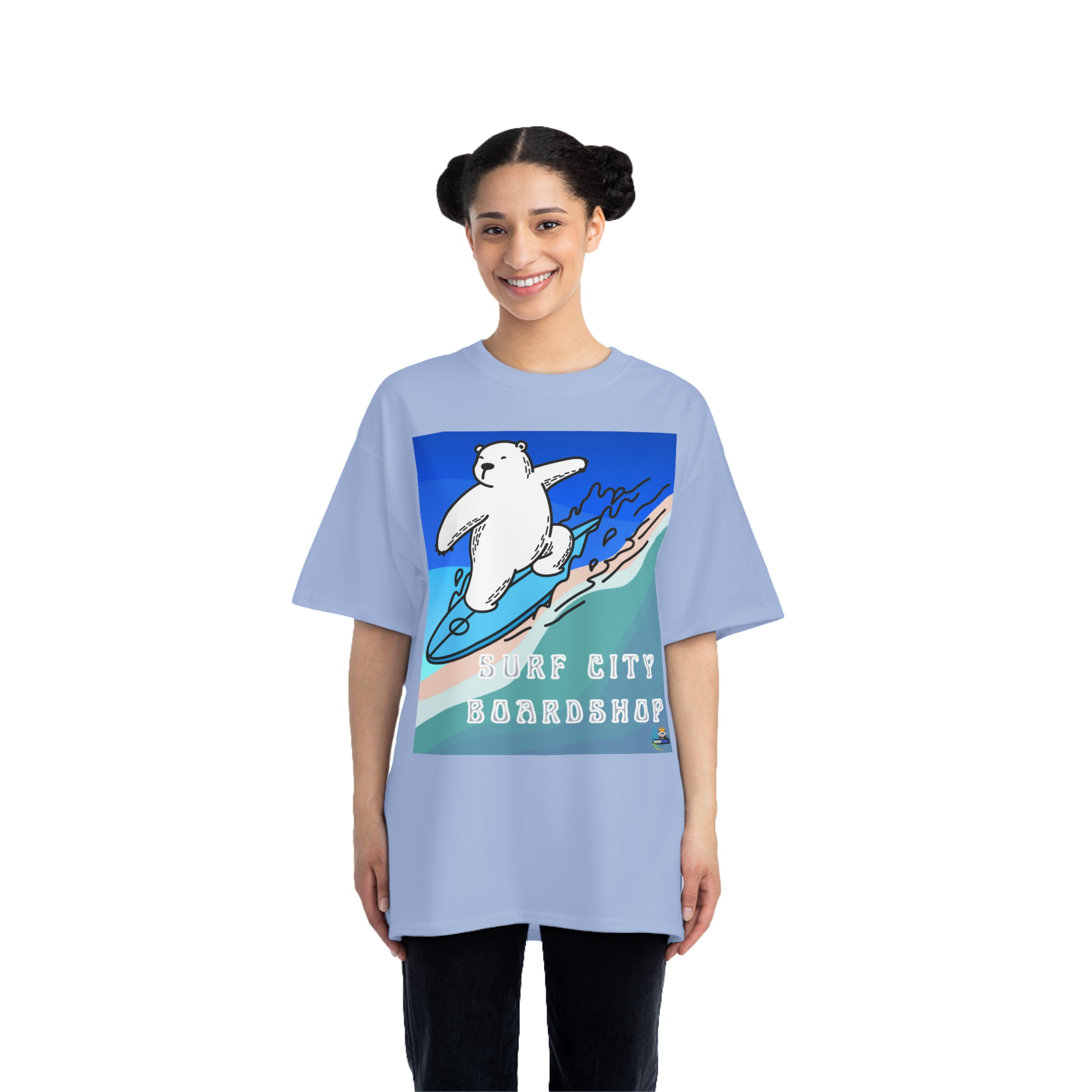 Surf City Boardshop - Camiseta pesada con mascota del oso polar