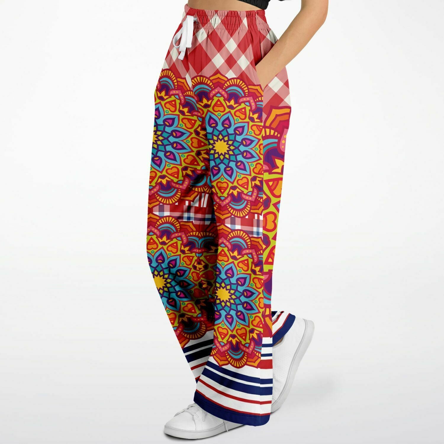 Hippy-Dippy Plaid Eco-Poly Wide Leg Pants