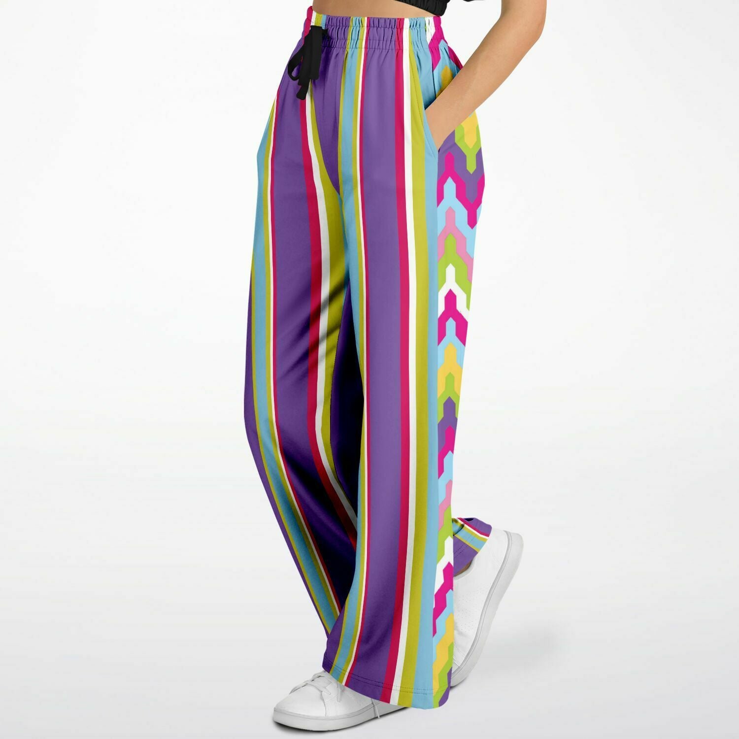 Groovy Purple Calypso Stripe Eco-Poly Wide Leg Pants