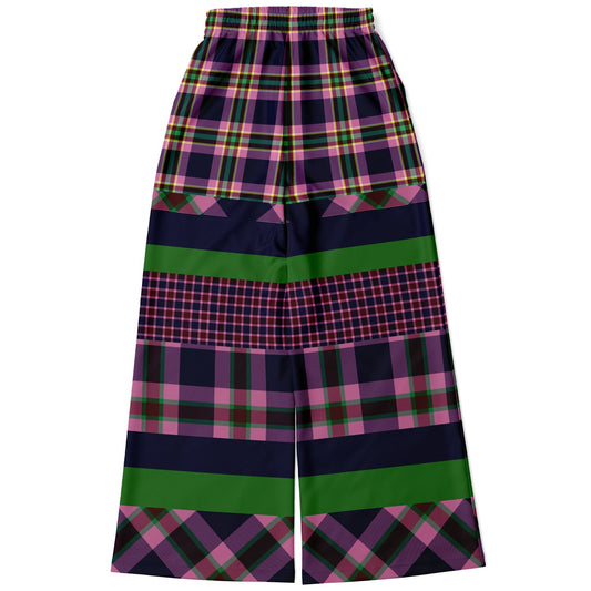 Purple Passion Plaid Rugby Stripe Eco-Poly Wide Leg Pants