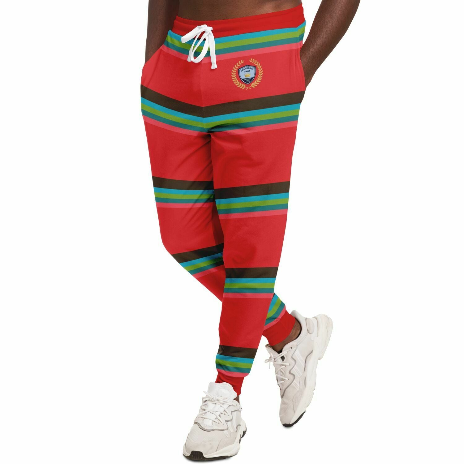 Watermelon Crush Rugby Stripe Eco-Poly Unisex Joggers