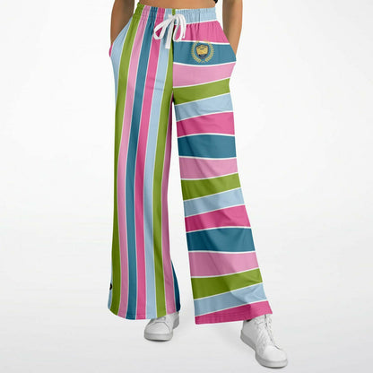 Easter Pastel Rugby Stripe Eco-Poly Wide Leg Pants