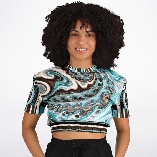 Turk and Caicos Short Sleeve Cropped Eco-Poly Sweater