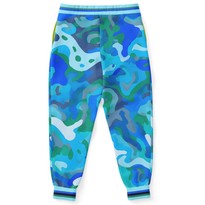 Joggers unisex de poliéster ecológico 1976 de camuflaje azul Motion of the Ocean 