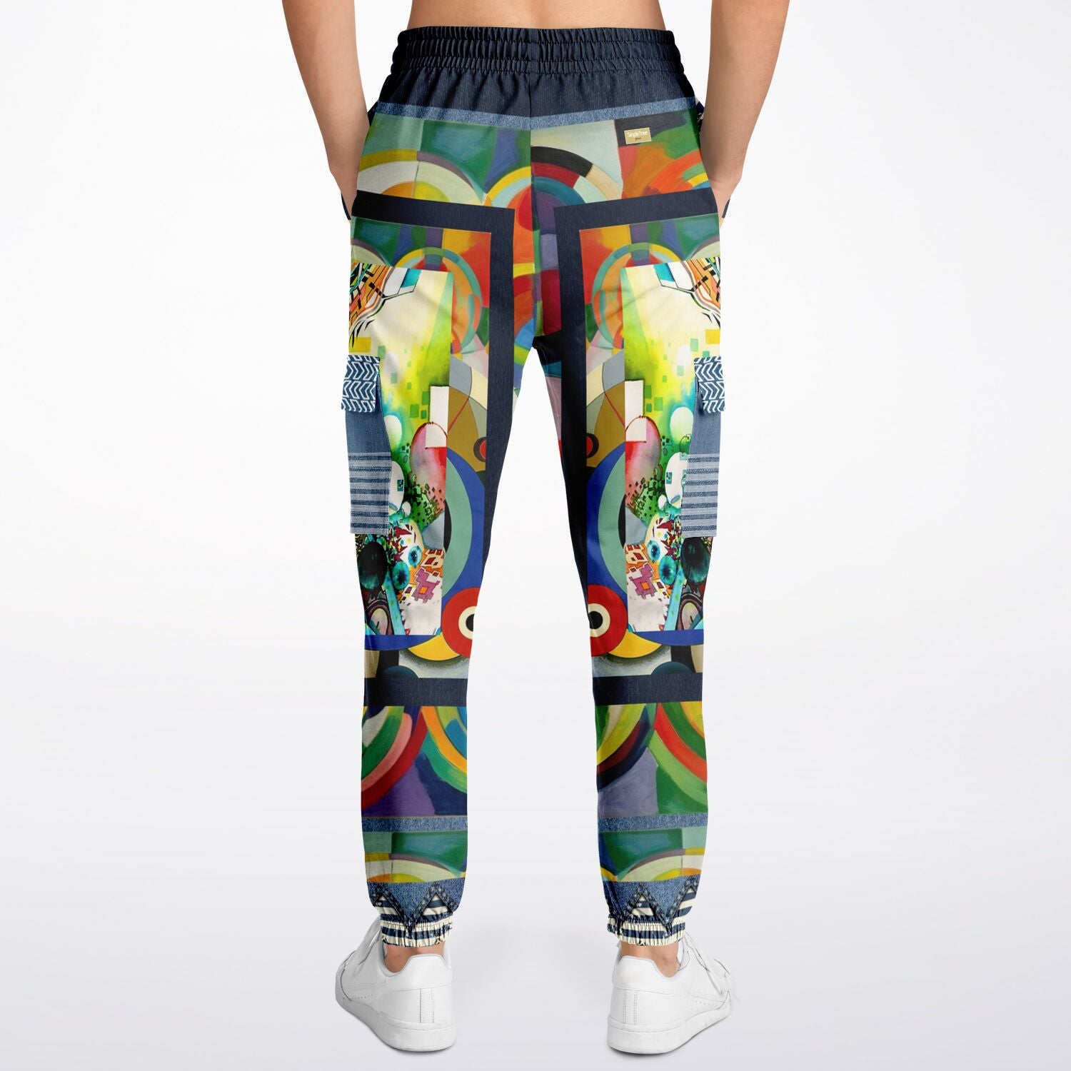 Sphynx of the New Realm Denim Rainbow Swirl Eco-Poly Joggers cargo unisex