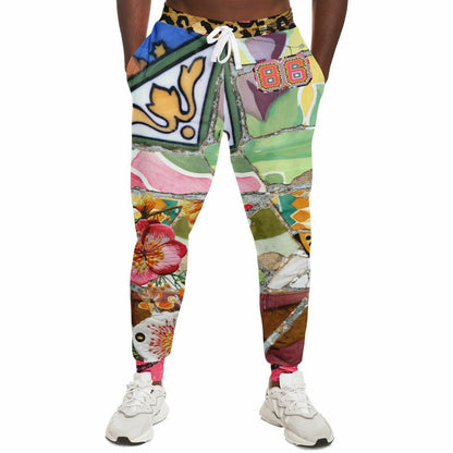 Pink African Savannah Floral Mosaic Tile Eco-Poly Unisex Joggers