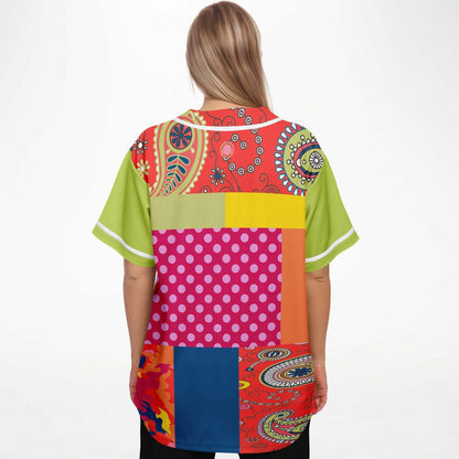 Chili Pepper Patchwork EcoPoly Button Front Unisex Jersey