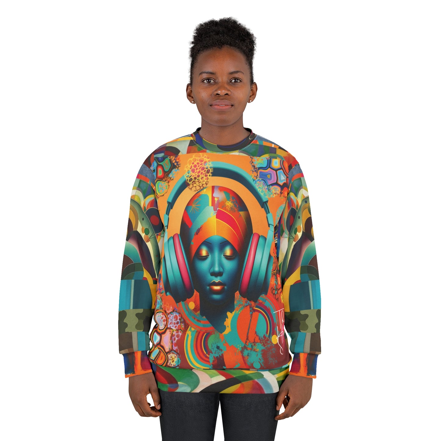 Sudadera unisex con estampado de mosaico abstracto Afro Pop Girl