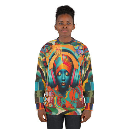 Afro Pop Girl in Headphones Unisex Sweatshirt (Gold Label)