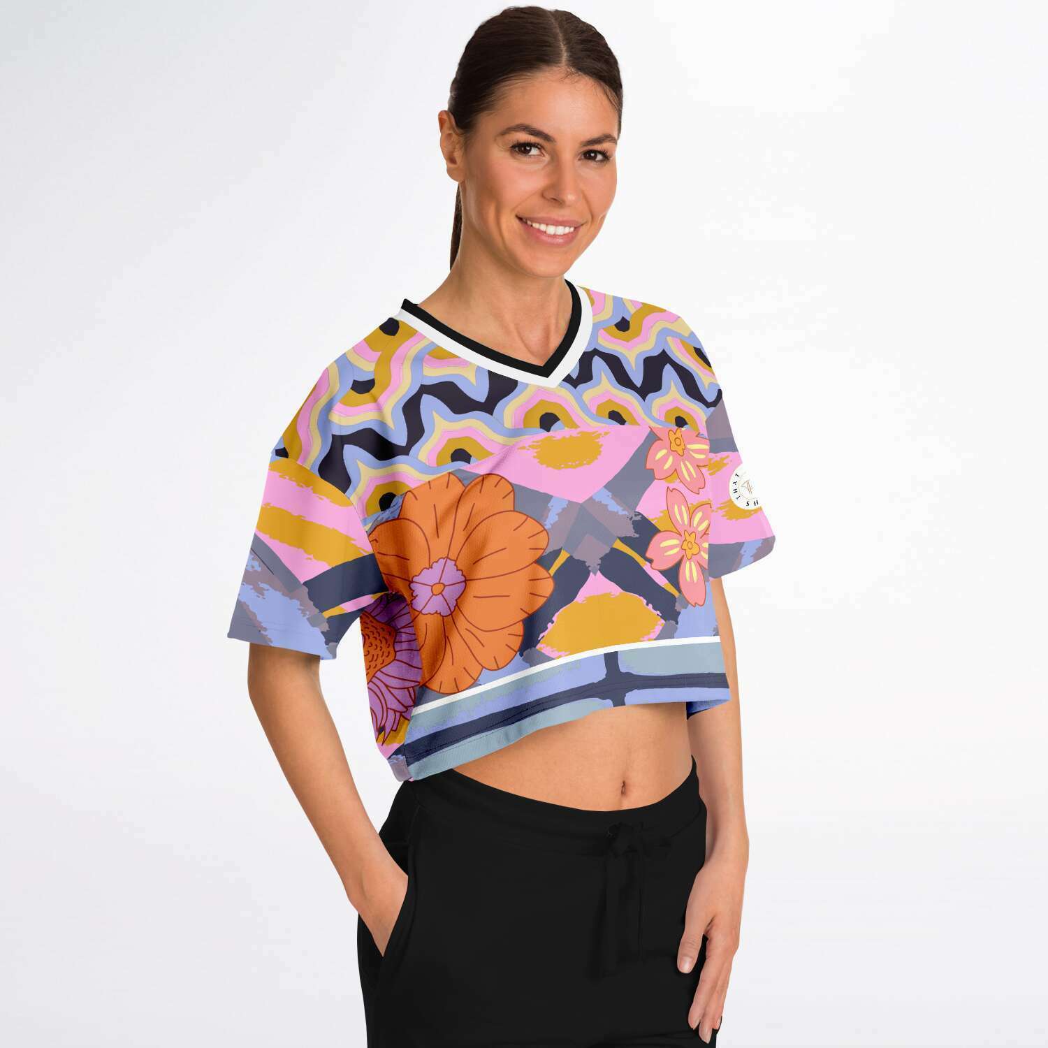 Bahama Mama Abstract Floral Eco-Poly Crop Jersey