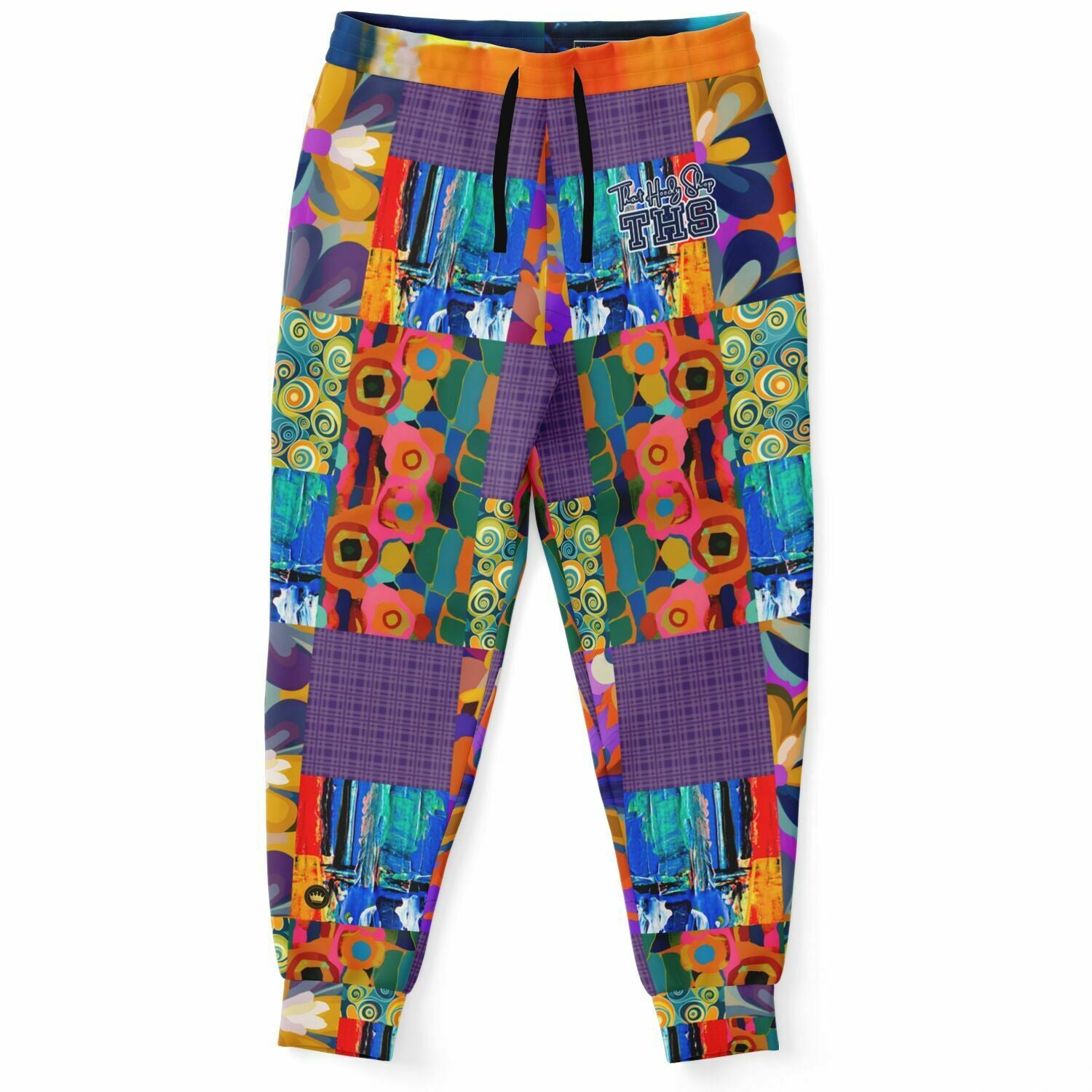 Joggers unisex de poliéster ecológico con patchwork floral Trinidad de Blue Girl 