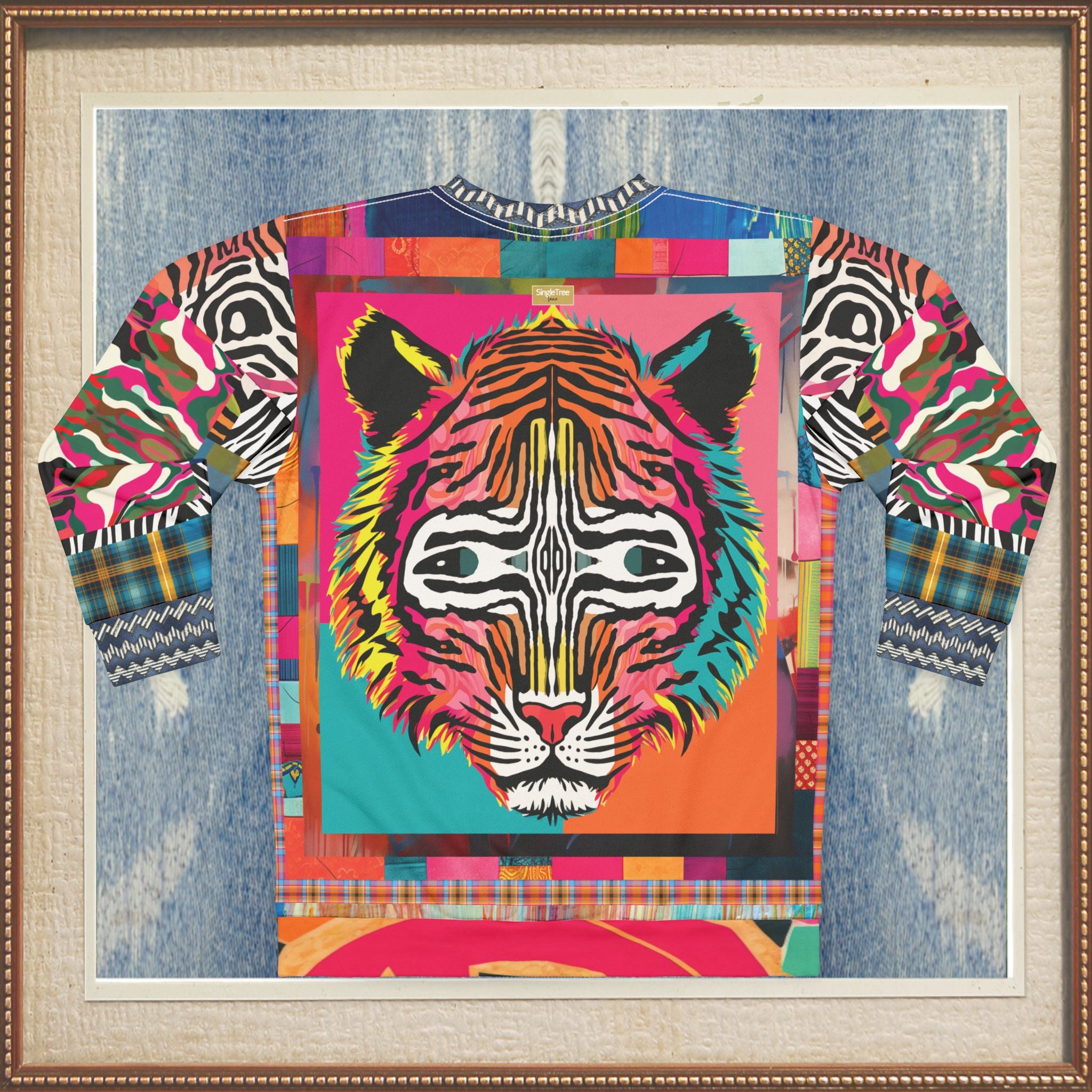 Tiger in Colorful Carnivale Pop Art  Unisex Sweatshirt (Gold Label)