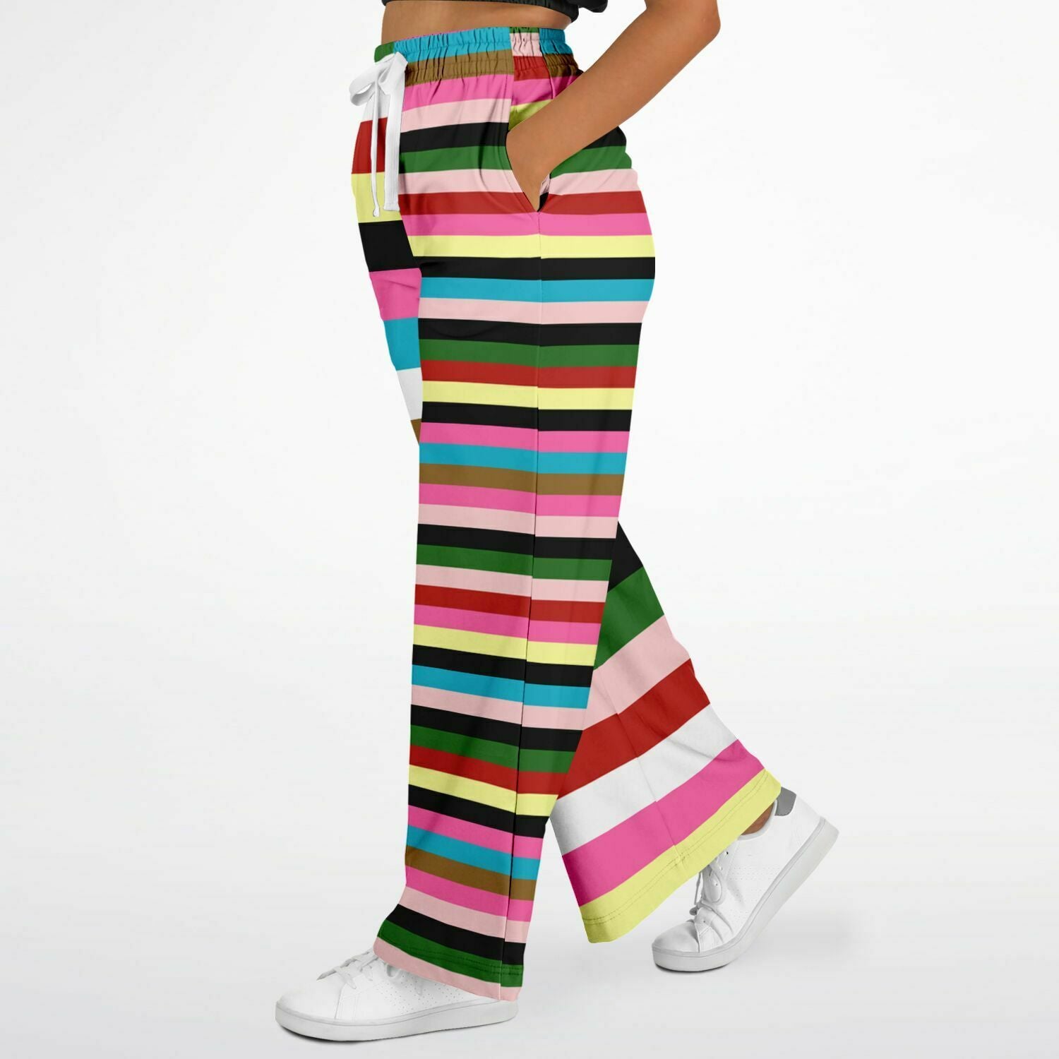 Rainbow Rugby Stripe Eco-Poly Wide Leg Pants