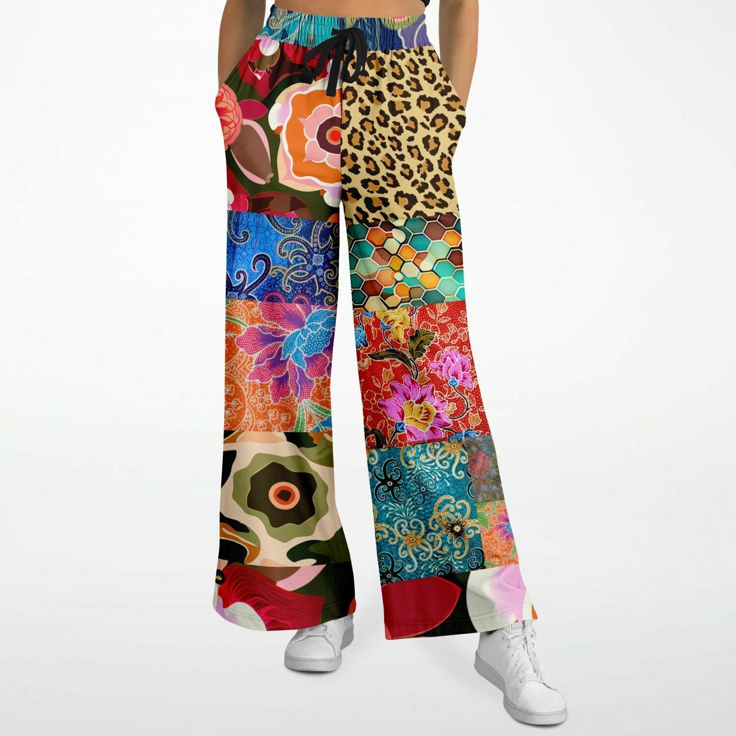 Sweet Clementine Batik Patchwork Eco-Poly Wide Leg Pants