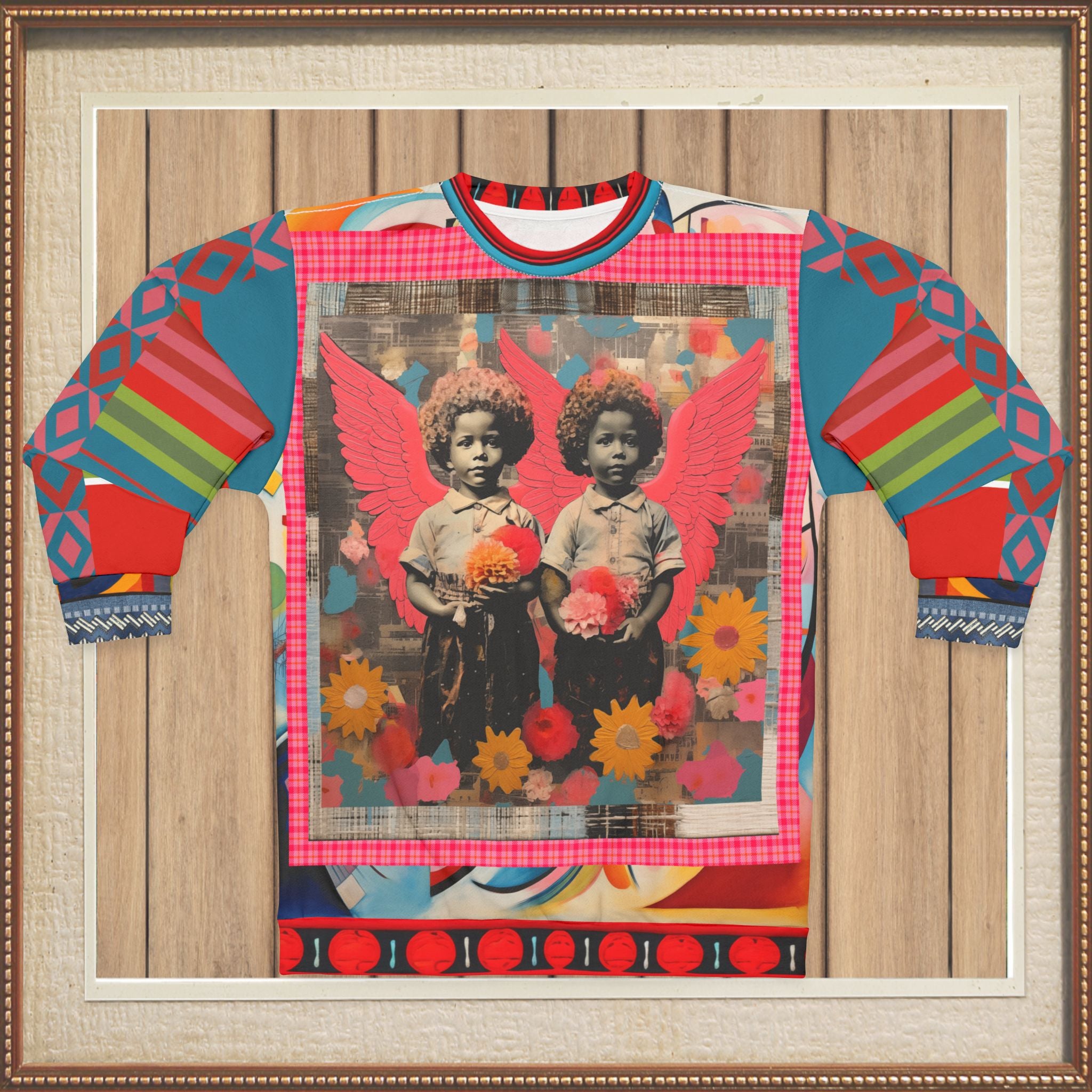 Cherub Twins in Ebony Mixed Media Unisex Sweatshirt (Gold Label)