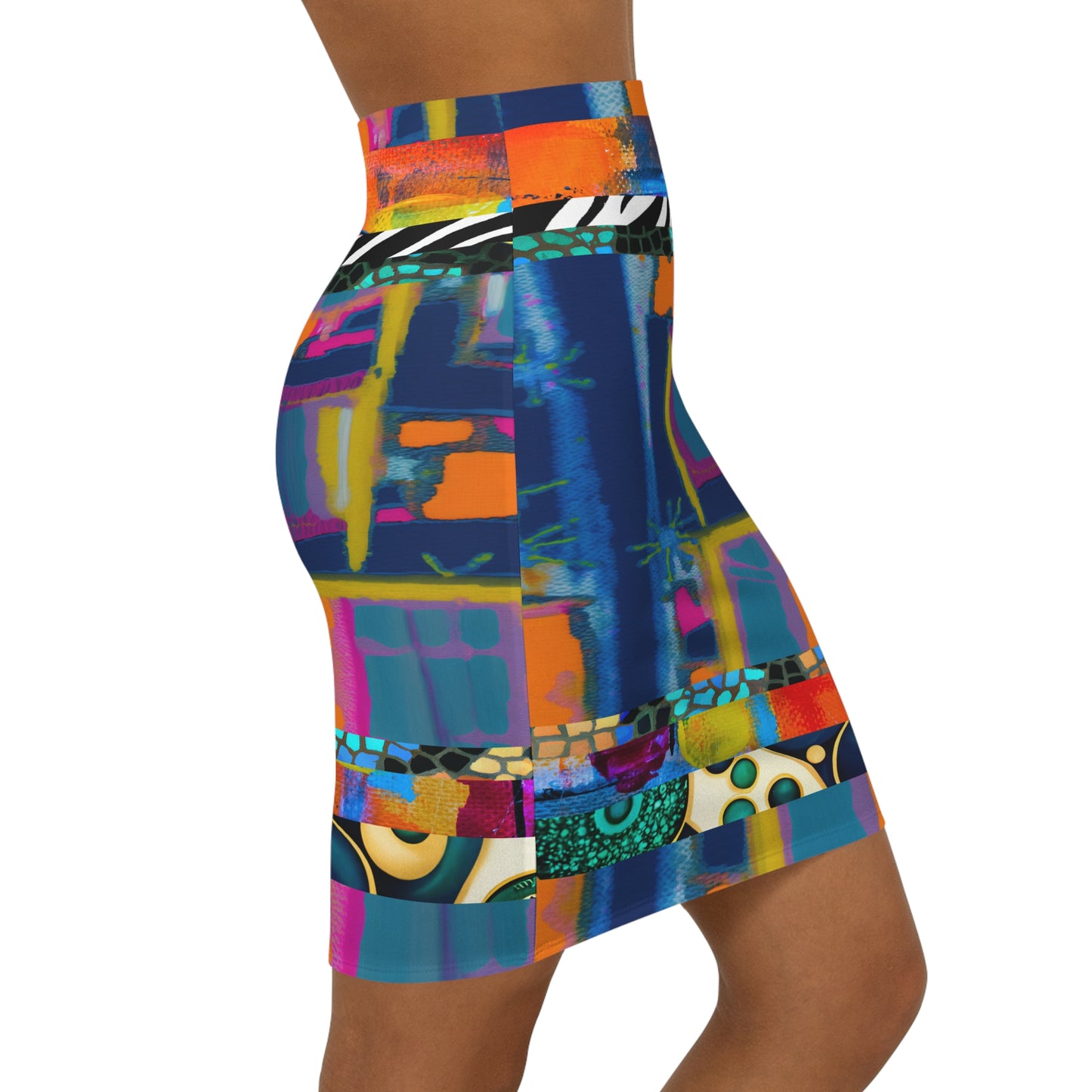 Girl with Attitude Denim Abstract Colorblock Mini Skirt