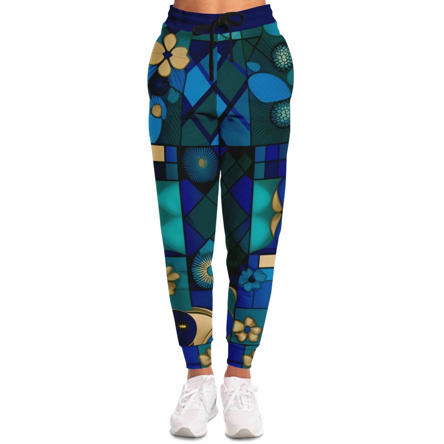 Joggers unisex de poliéster ecológico a cuadros Mystic azules 