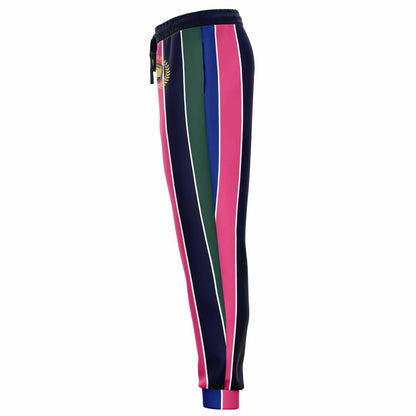 Pink Cerise Rugby Stripe Eco-Poly Unisex Joggers