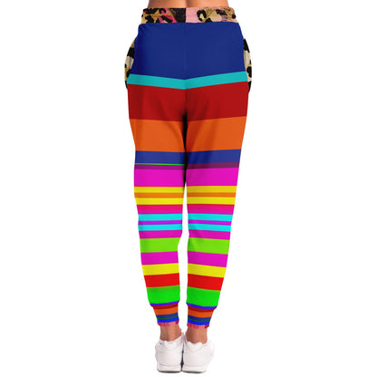 Joggers unisex Gaia Mother Earth Dayglo de poliéster ecológico a rayas 