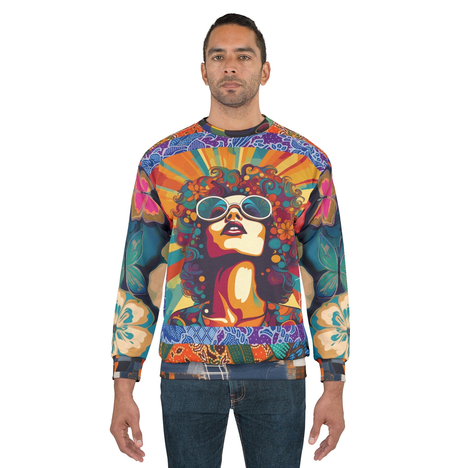 See My Halo Hippie Woman Print Unisex Sweatshirt (Gold Label)