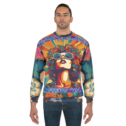 See My Halo Hippie Woman Print Unisex Sweatshirt (Gold Label)