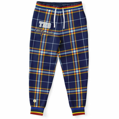 Blue Collegiate Plaid THS California Eco-Poly Unisex Joggers