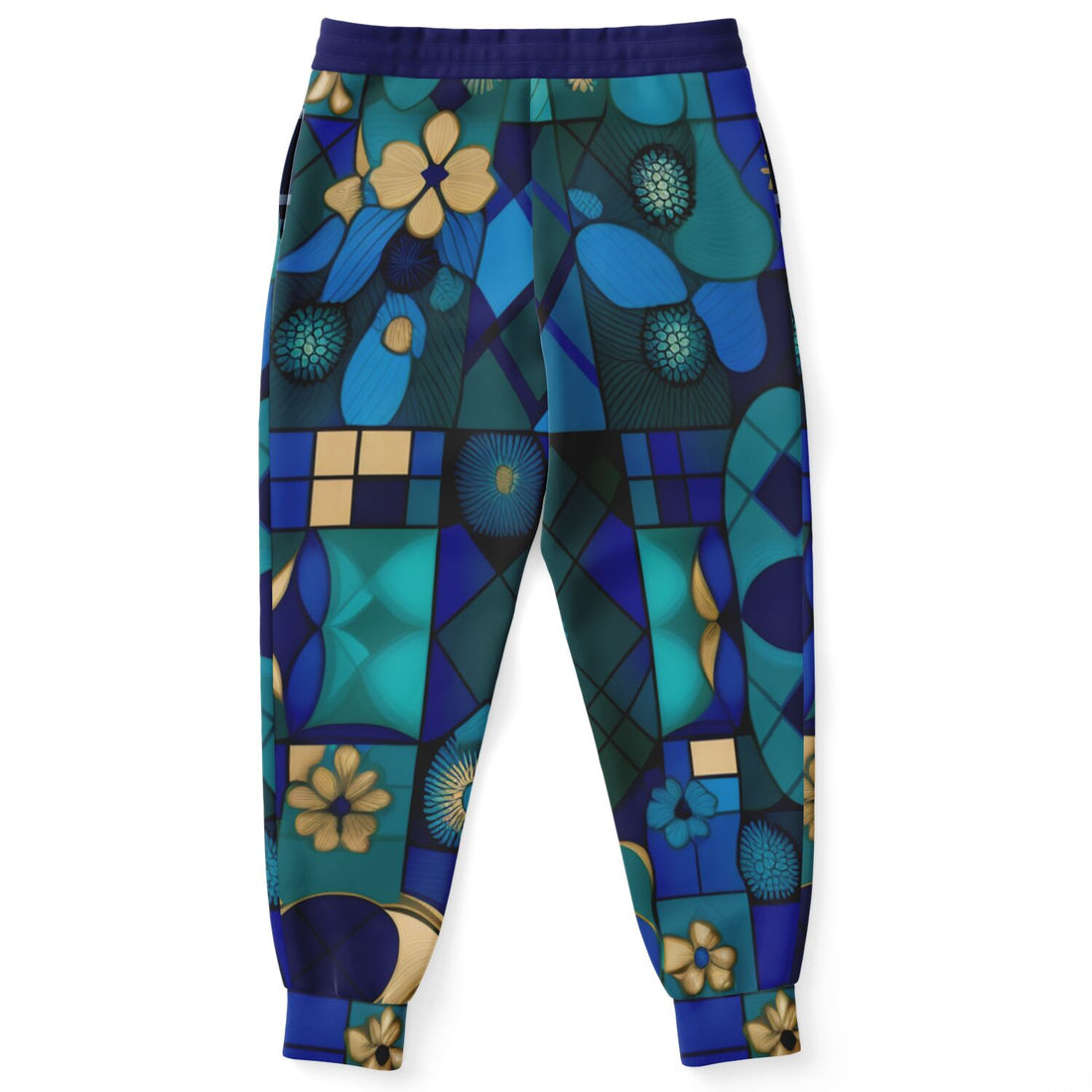 Joggers unisex de poliéster ecológico a cuadros Mystic azules 