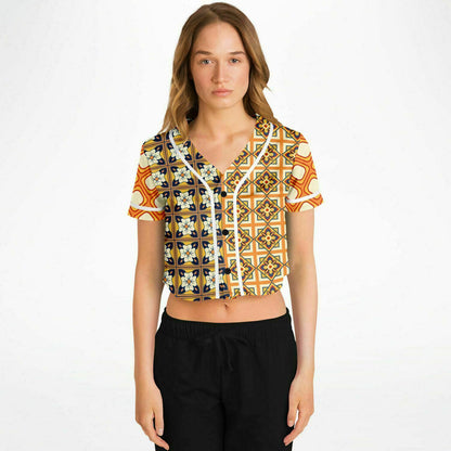 Gypsy Harvest Patchwork Cropped Eco-Poly Button Front Jersey