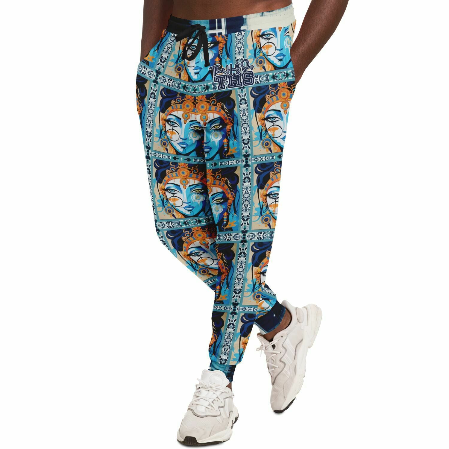 Joggers unisex de poliéster ecológico con estampado floral repetido Visage de Laxshmi 