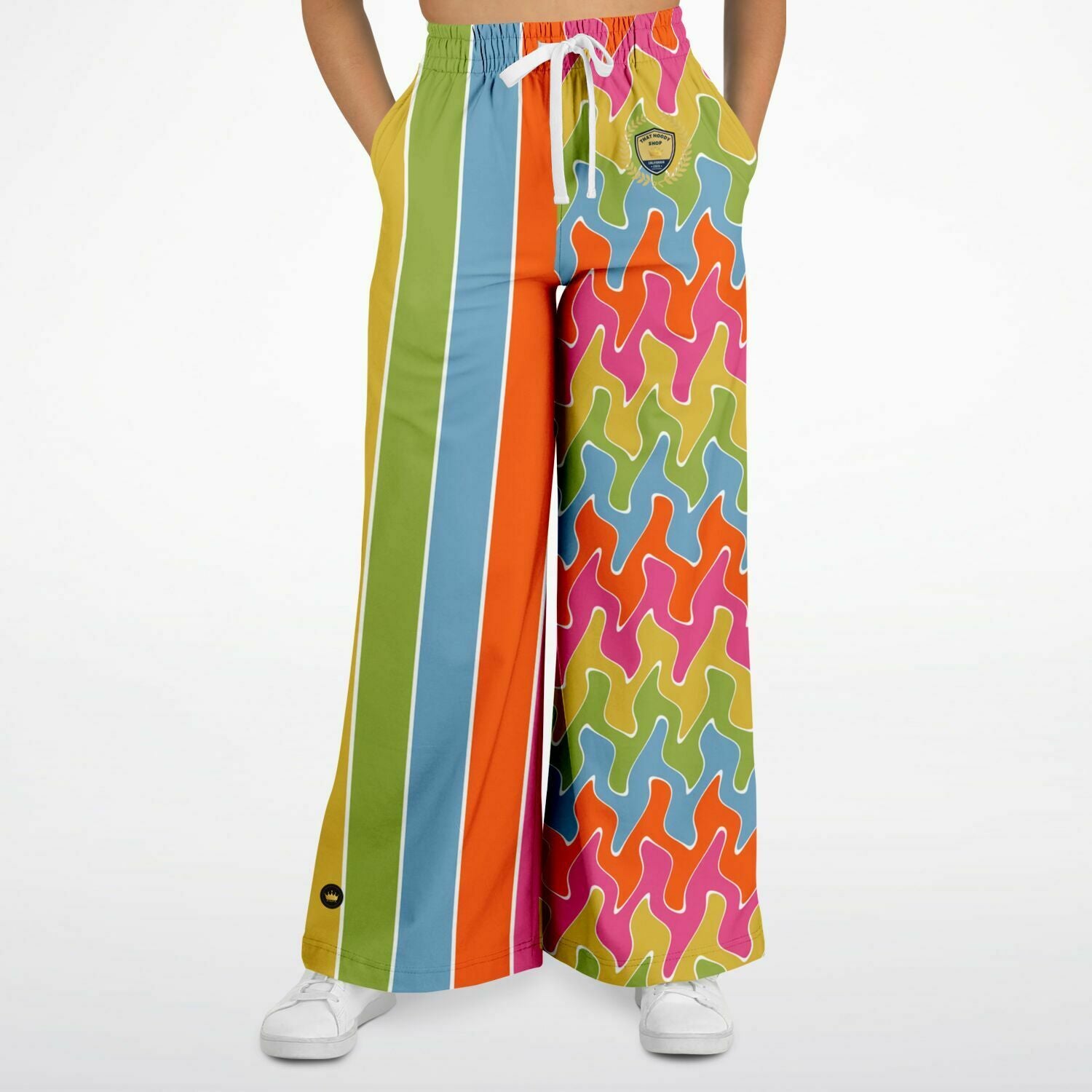 Spring Rain Rugby Stripe Eco-Poly Wide Leg Pants