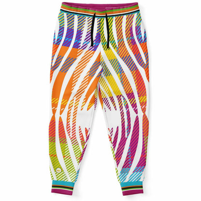 Orange Poppy Plaid Zebra Stripe Eco-Poly Unisex Joggers